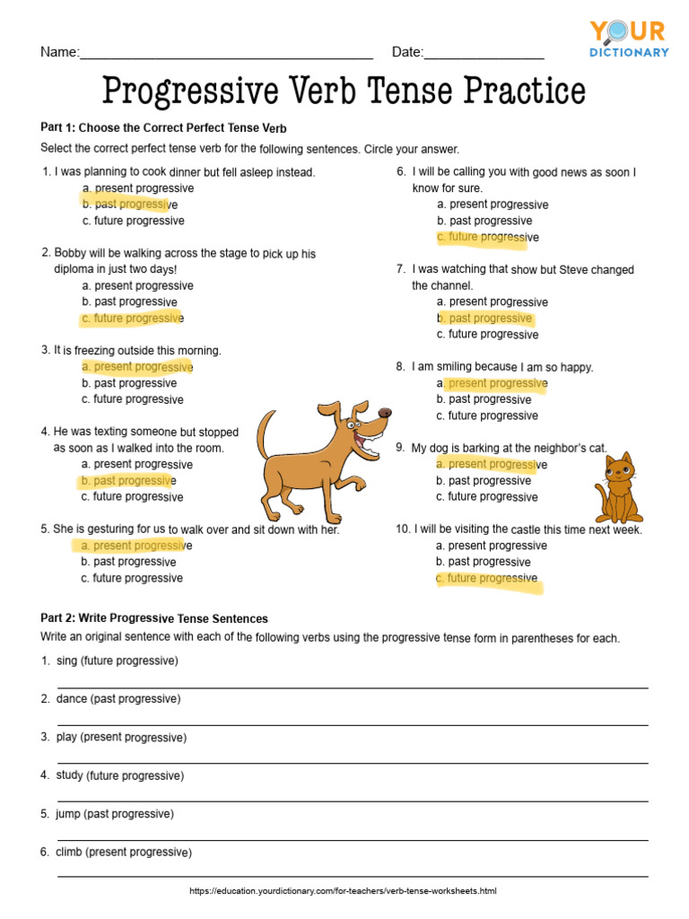Perfect and Progressive Tense Practice | PDF | Grammatical Tense ...