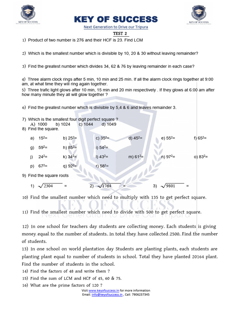 LCM and HCF Problem Solving Guide | PDF