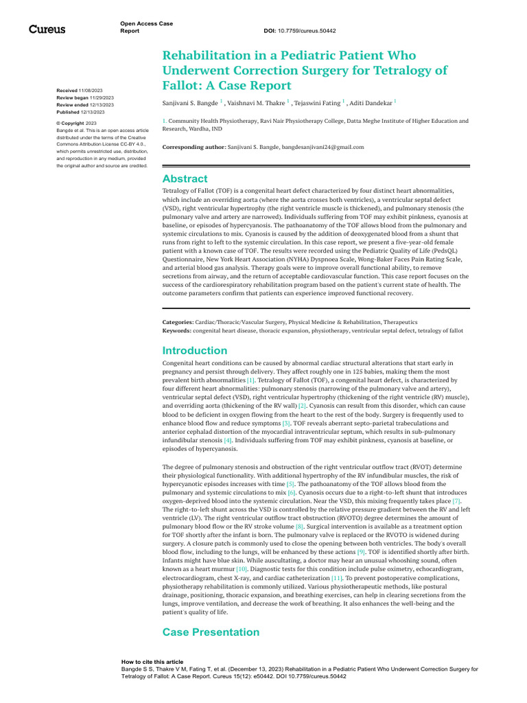 Rehabilitation in A Pediatric | PDF | Cardiology | Cardiovascular System