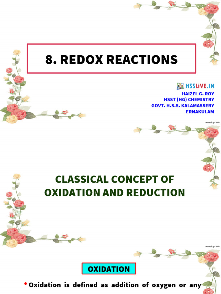 Class 11 Redox Reactions Overview | PDF | Redox | Chemical Reactions