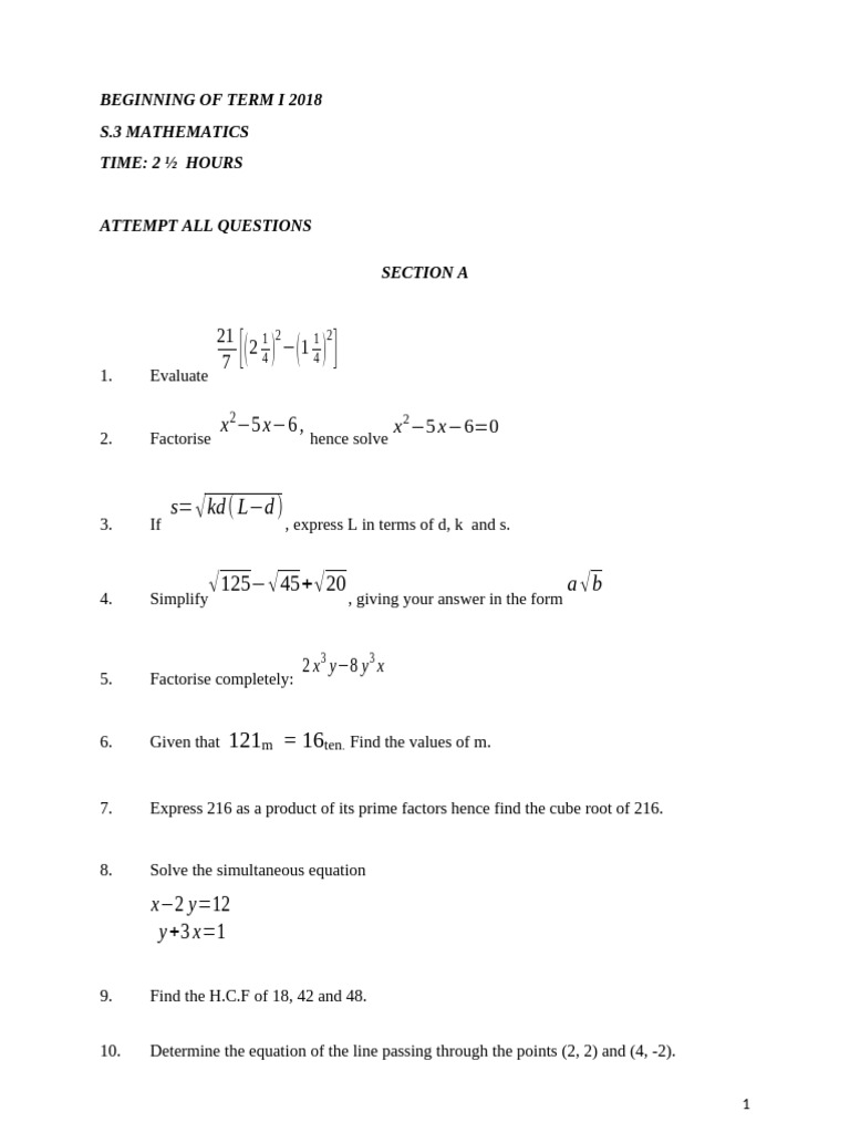 S.3 Mathematics Exam Questions 2018 | PDF | Circle | Euclidean Geometry