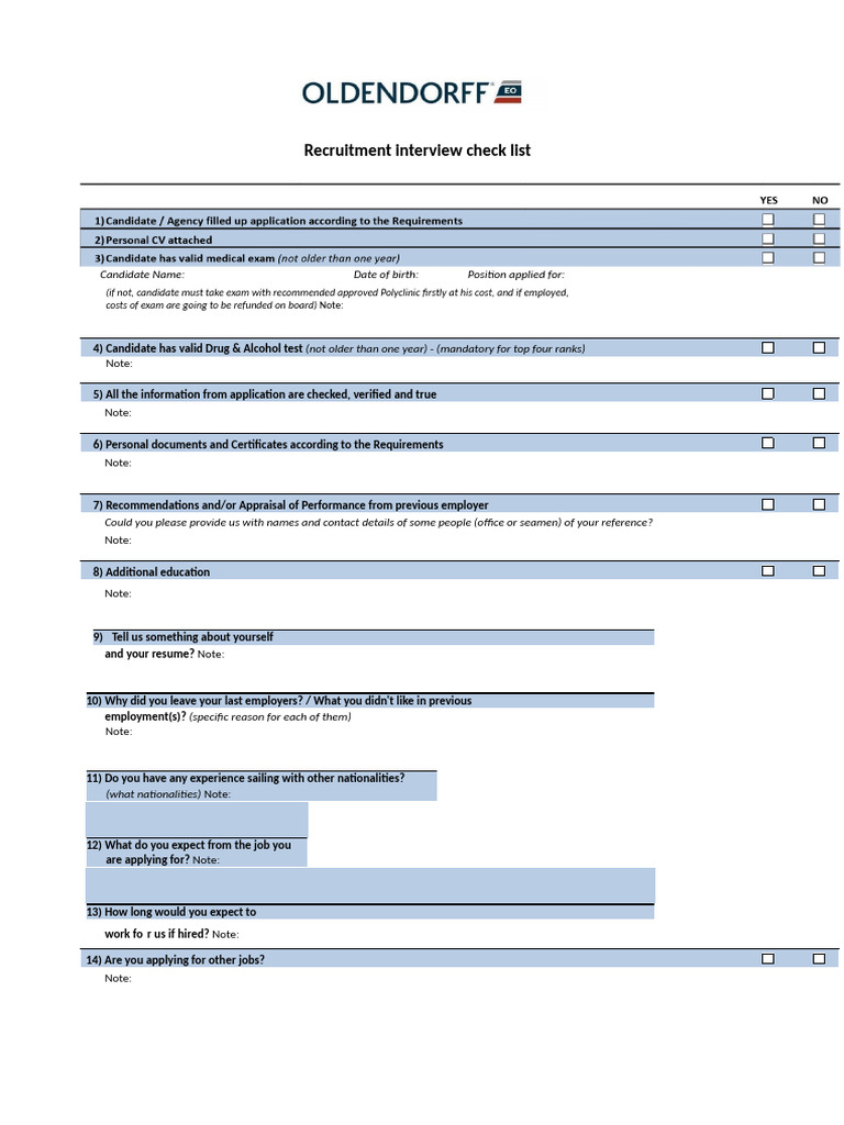 Recruitment Interview Checklist Guide | PDF