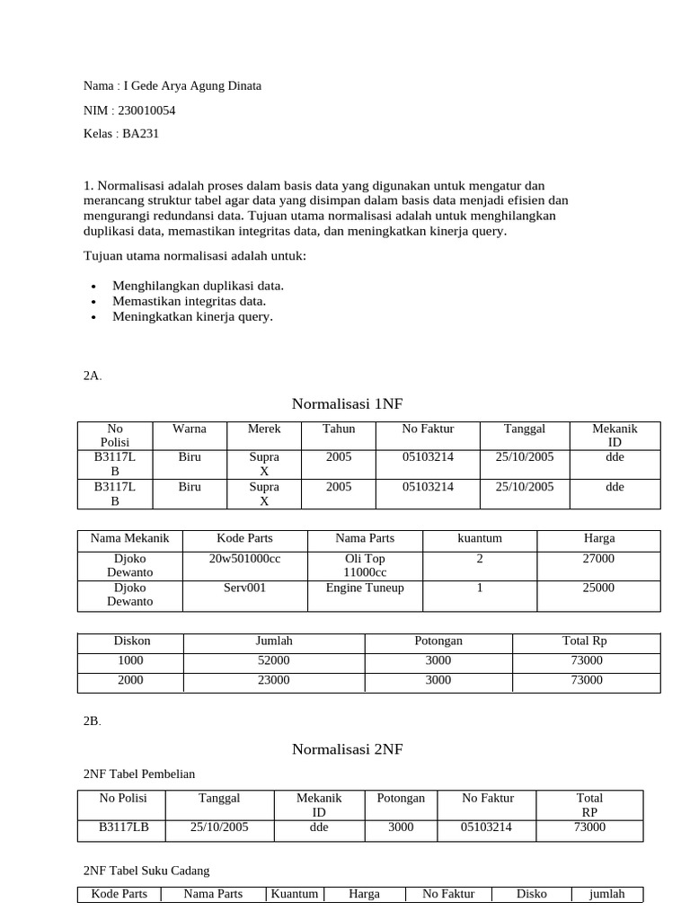 Panduan Normalisasi dan ERD Basis Data | PDF