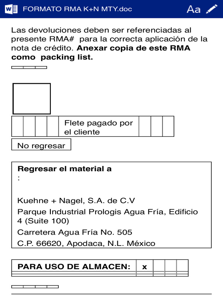 Instrucciones para Devoluciones RMA K+N | PDF