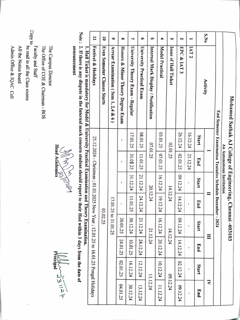 Exam Schedule & Notices Dec 2024 | PDF | Schools | Educational Institutions