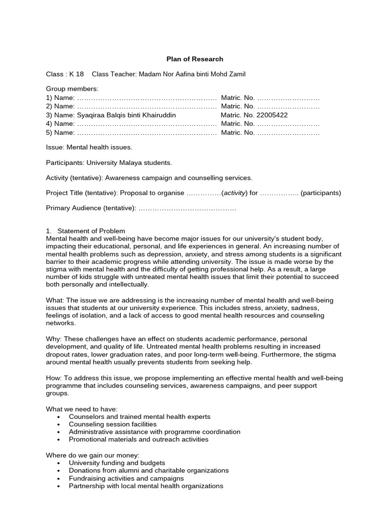 Mental Health Awareness Campaign Proposal | PDF | Mental Health ...