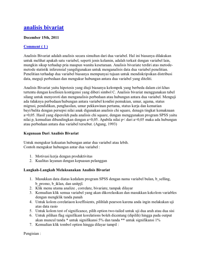 Analisis Bivariat