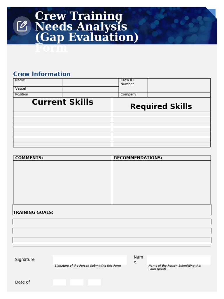 Crew Training Needs Assessment Form | PDF
