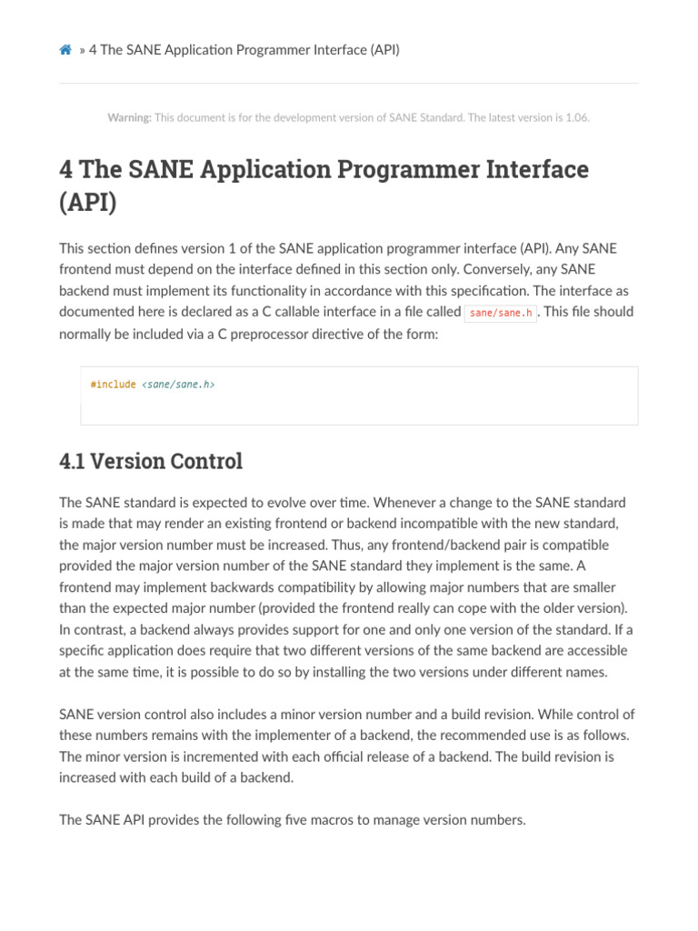 4 The SANE Application Programmer Interface (API) - SANE Standard ...
