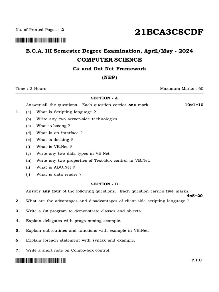 C and dot net framework pdf