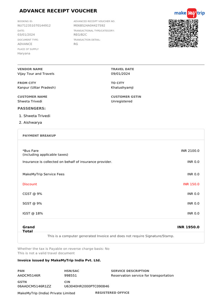 Advance Receipt Voucher for Bus Fare | PDF | Receipt | Voucher