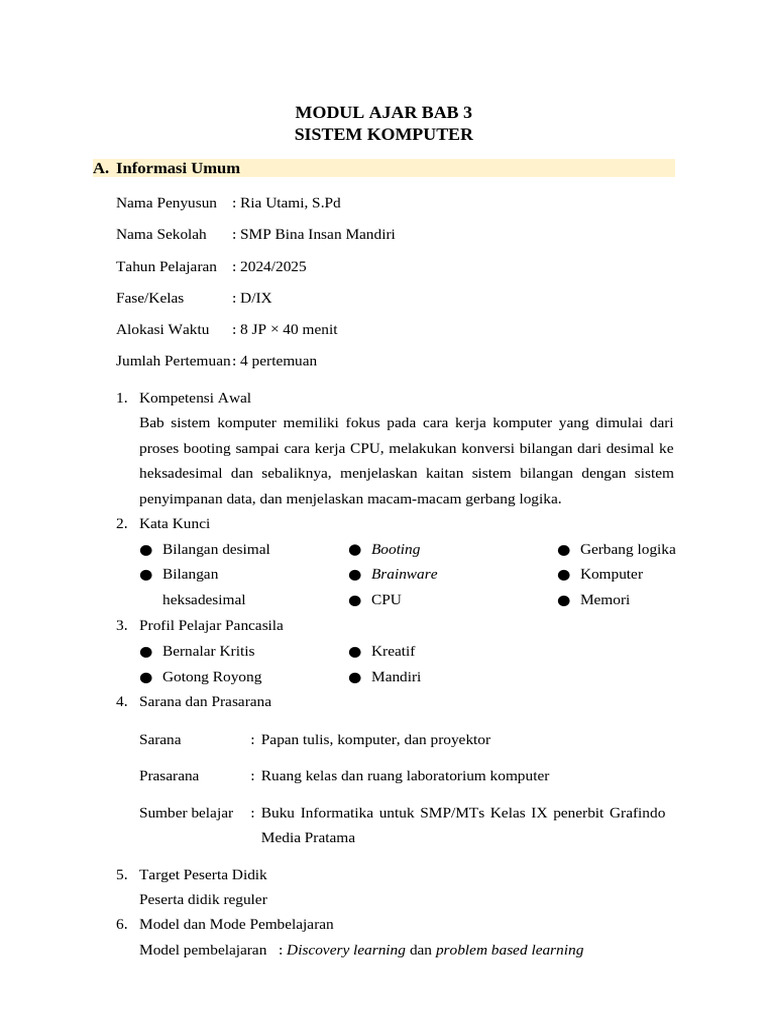 Modul Ajar Bab 3 | PDF