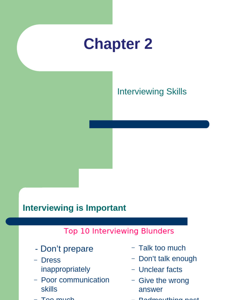 Chapter 2interivewskills | PDF | Job Interview | Human Communication