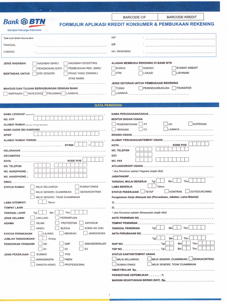 Formulir BTN 1 | PDF