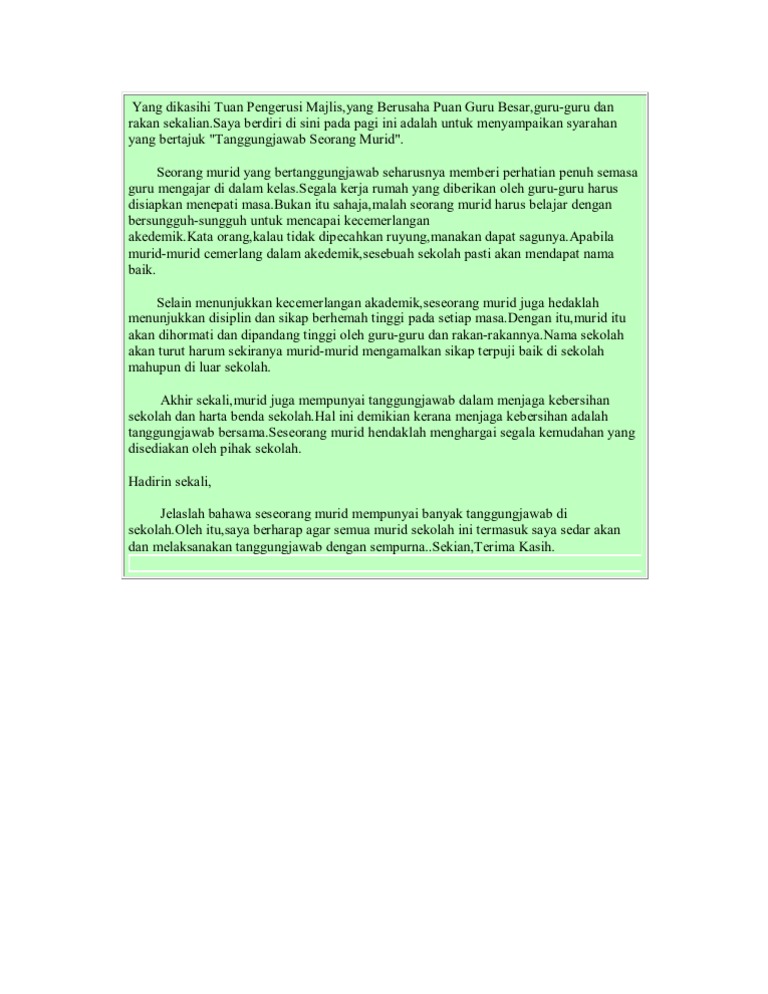 Karangan Tanggungjawab Murid Pdf