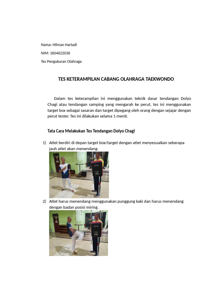 Tes Keterampilan Tendangan Dolyo Chagi | PDF