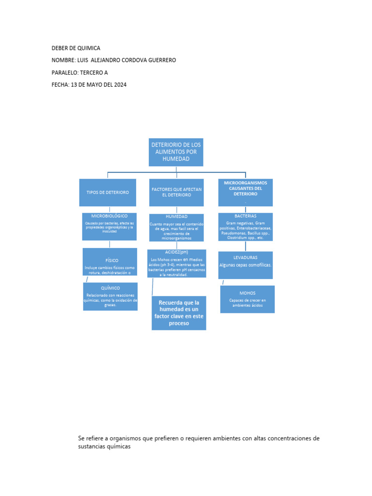 Mapa Conceptual Deterioro de Los Alimentos Humedad | PDF | Las ...