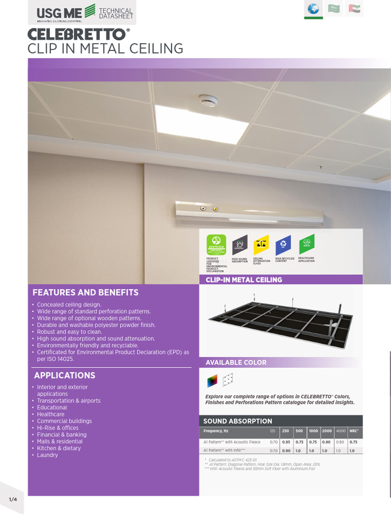 Celebretto Clip-In Metal Ceiling Ref - sc-tds016-2 | PDF | Materials ...