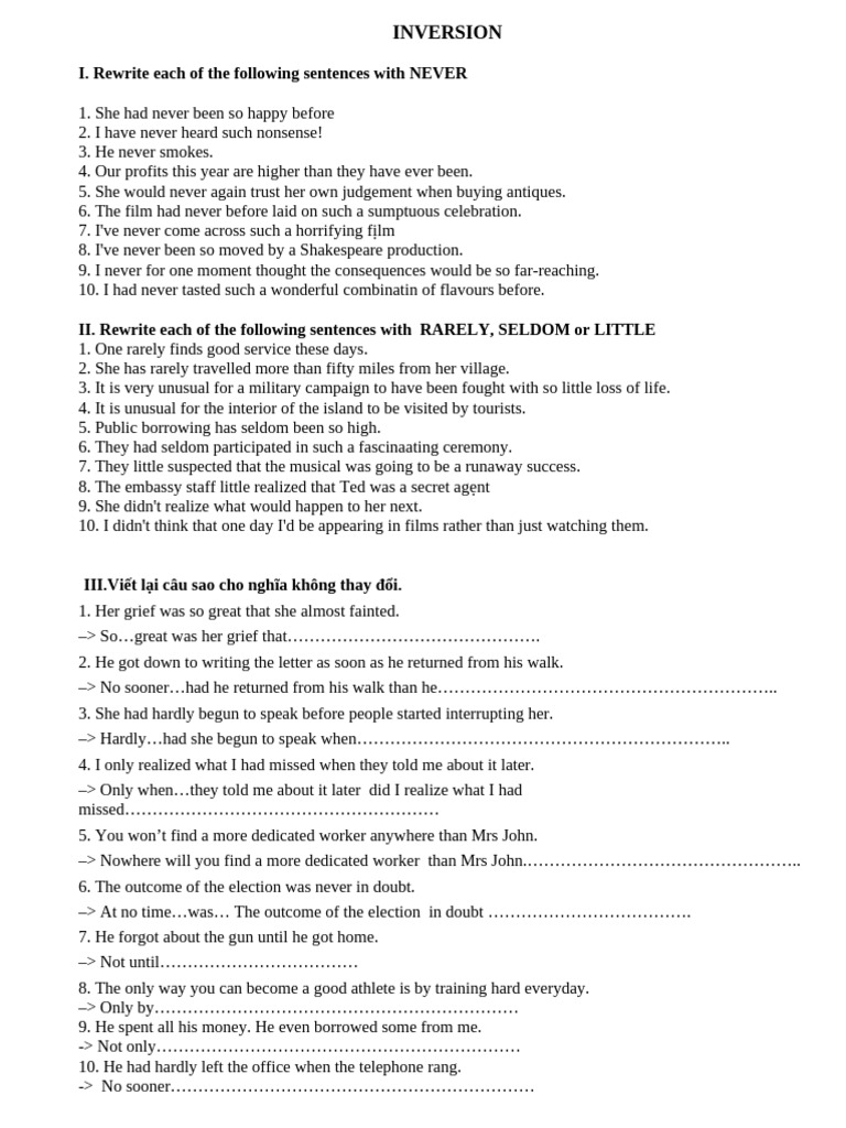 Inversion Exercises with Answers | PDF