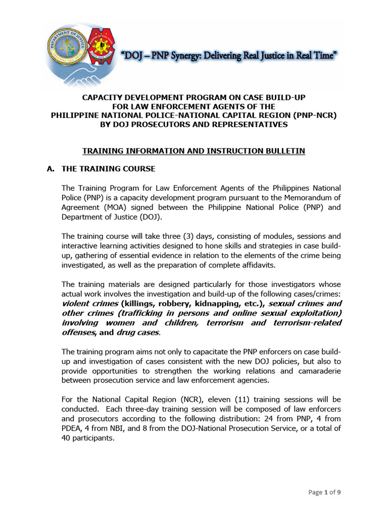 PNP-NCR Case Build-Up Training Program | PDF | Prosecutor | Metro Manila