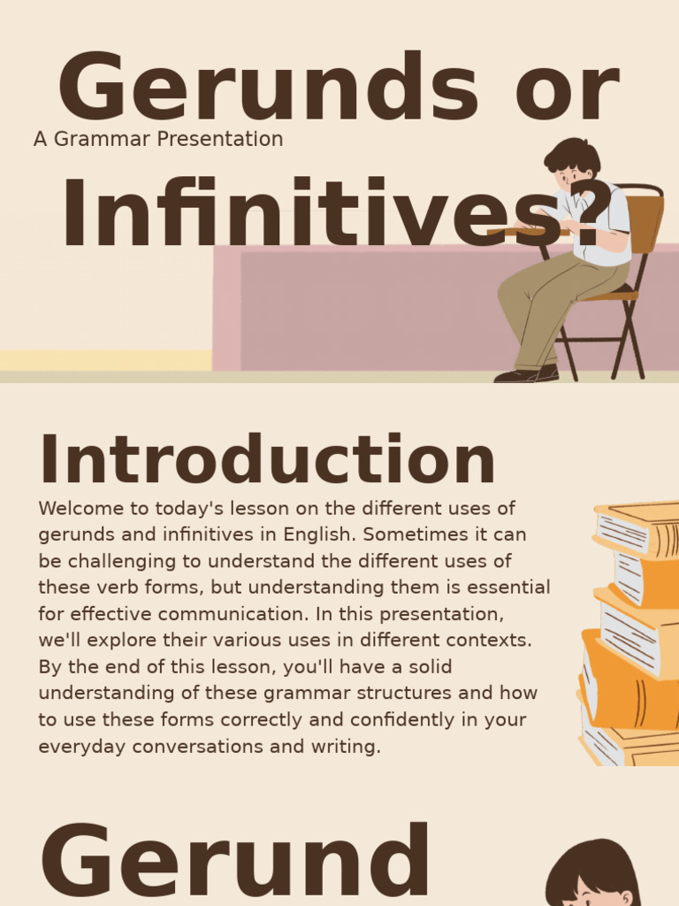 Gerunds or Infinitives Presentation in Beige and Brown Handdrawn Style ...