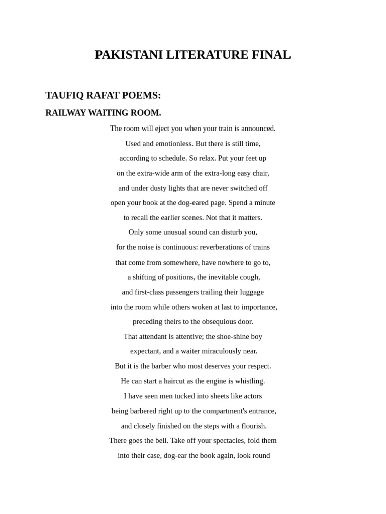 Taufiq Rafat's Poignant Poetry on Pakistan | PDF | Identity (Social ...
