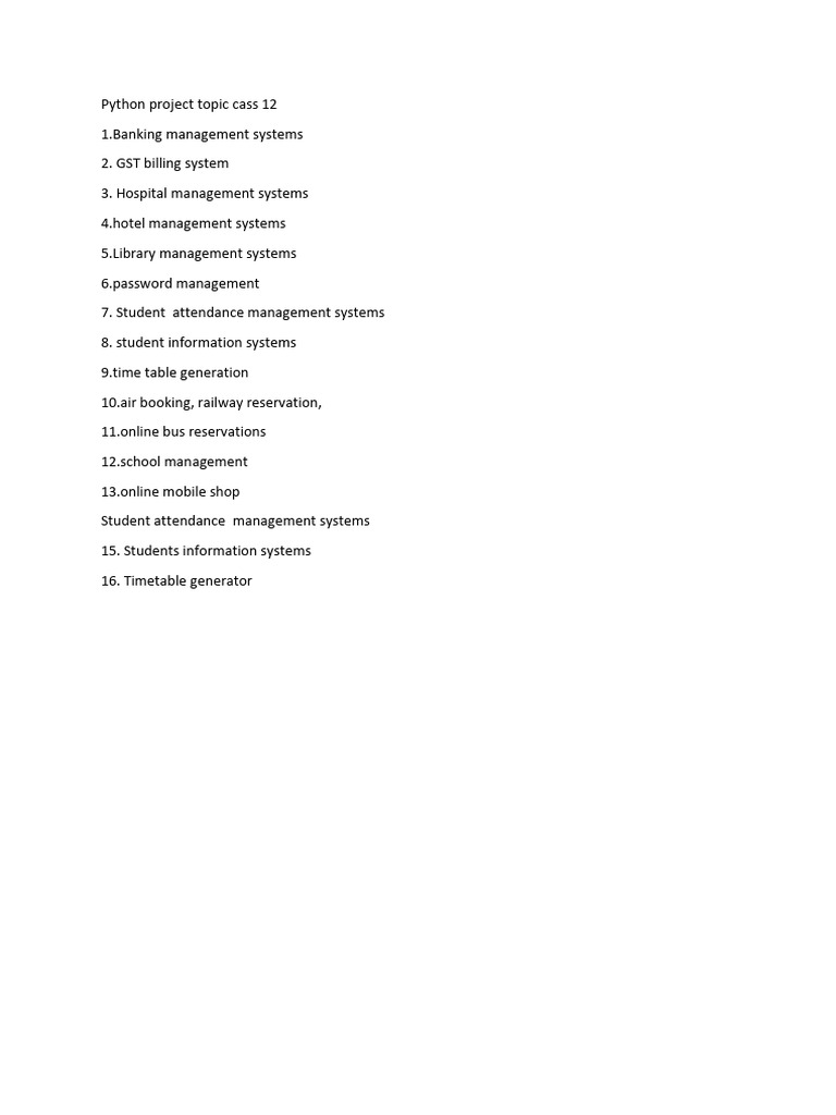 Python Projects for Class 12 | PDF
