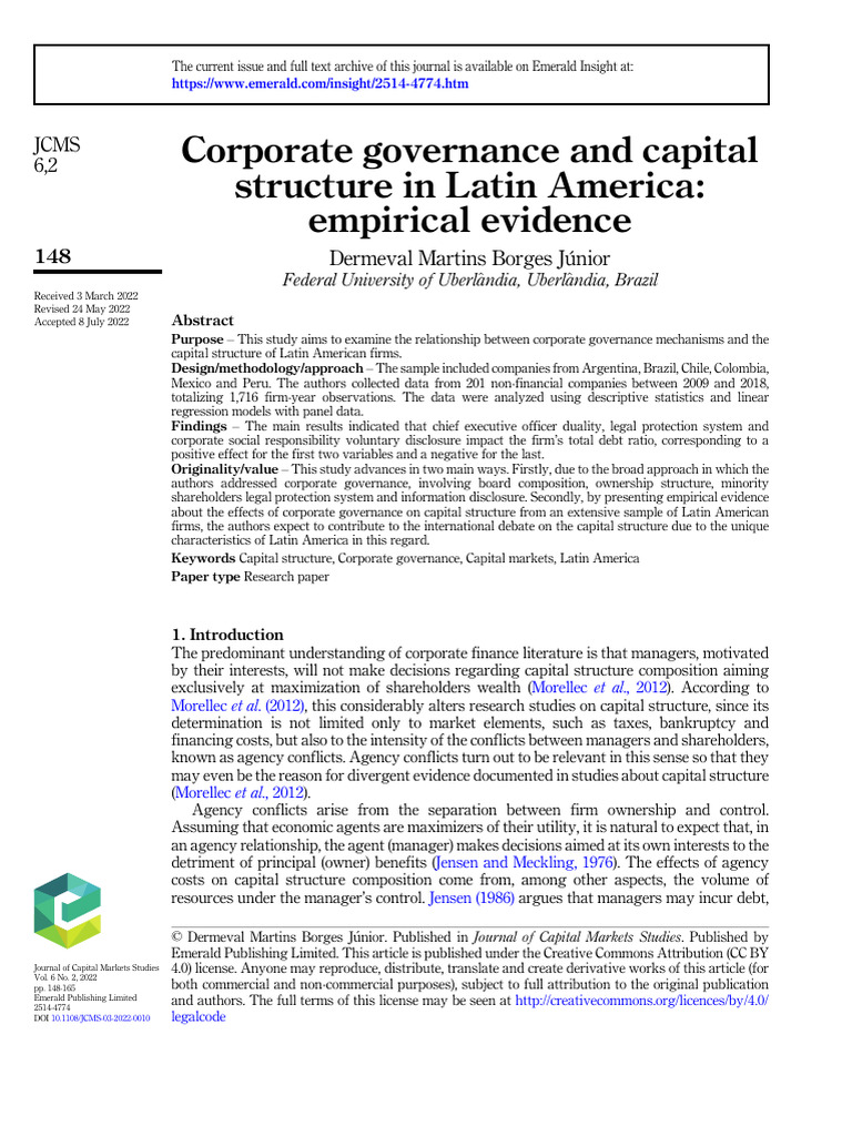 Corporate Governance and Capital Structure in Latin America | PDF ...