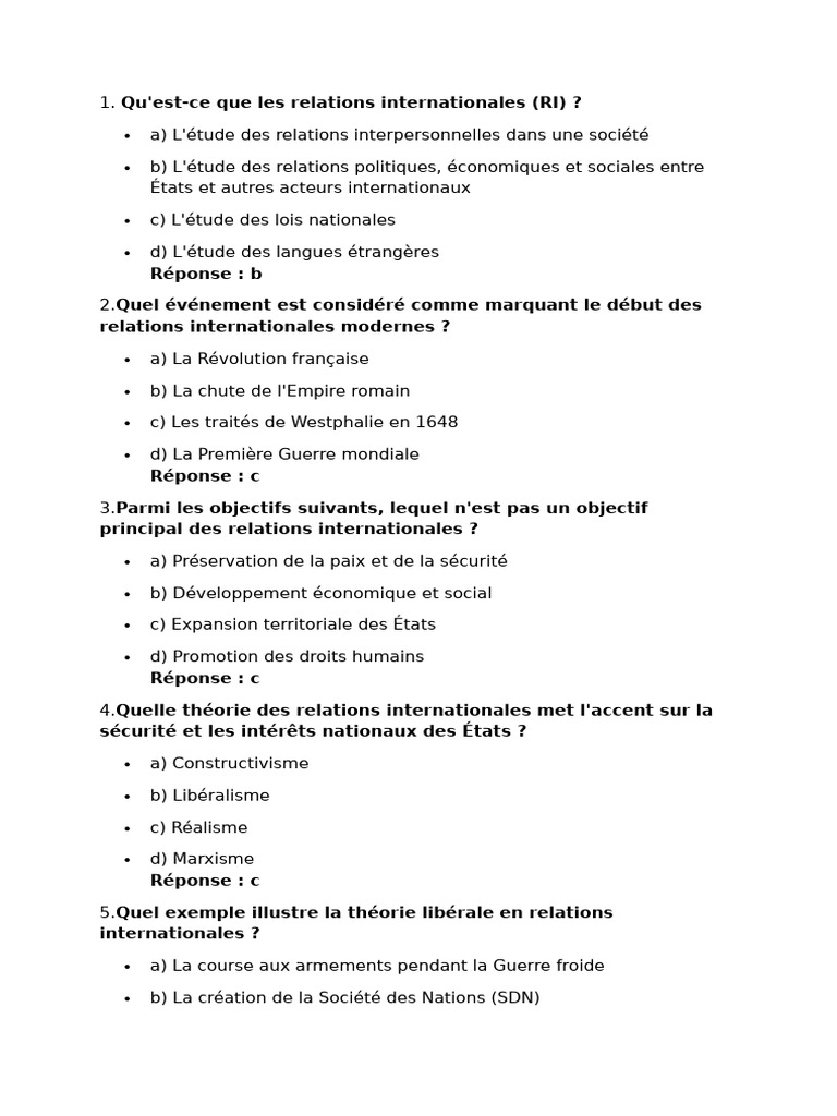 Introduction aux relations internationales | PDF | État | Relations ...