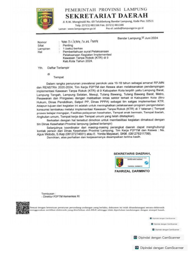 Surat Implementasi KTR 9 Kabkota | PDF