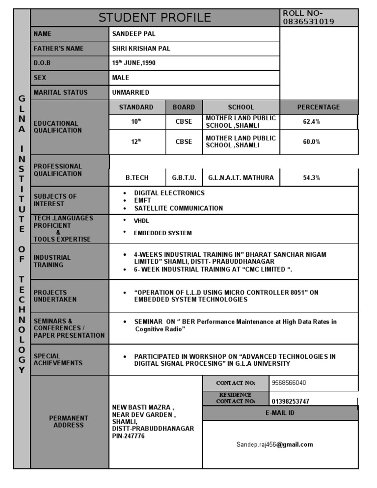 Engineering Student Profile | PDF