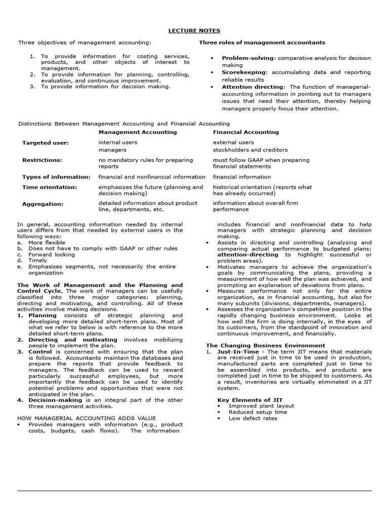 Management Accounting Roles and Value | PDF | Stocks | Lean Manufacturing