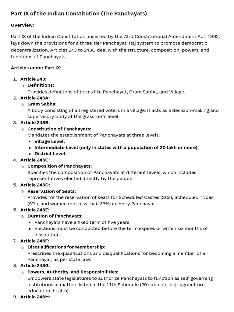 Overview of Panchayati Raj Articles | PDF | Politics Of India | Governance