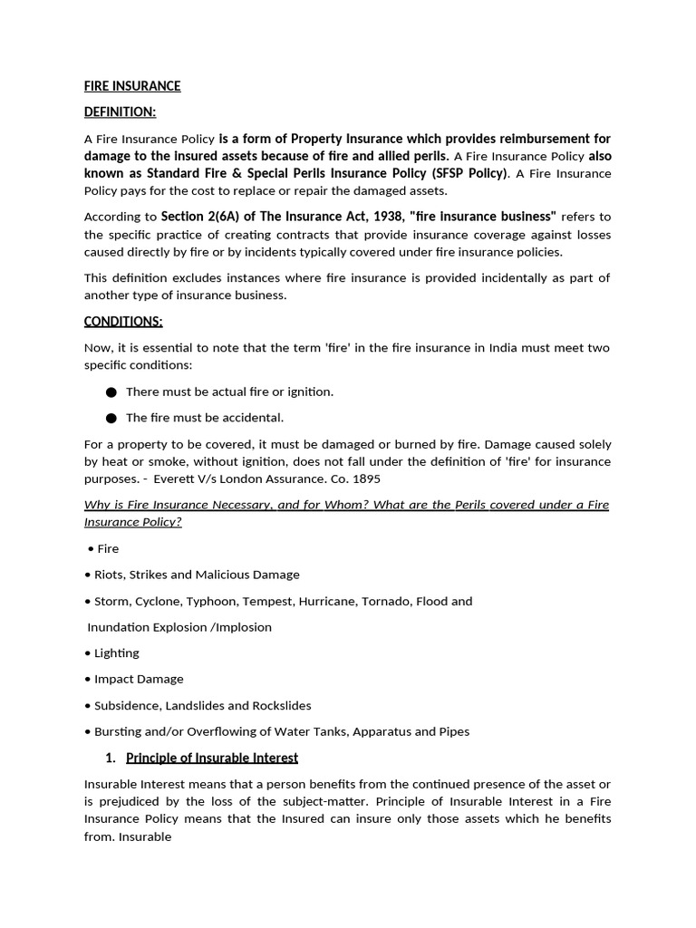 Overview of Fire Insurance Policies | PDF | Insurance | Assignment (Law)