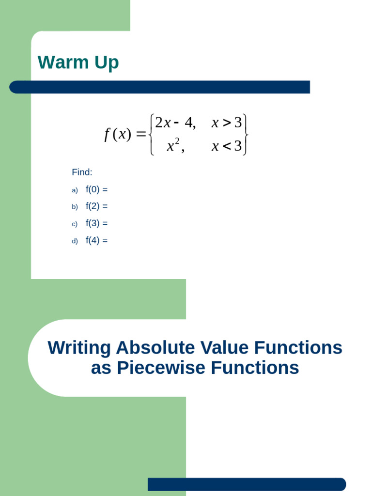 Absolute Value and Piecewise | PDF | Functions And Mappings ...