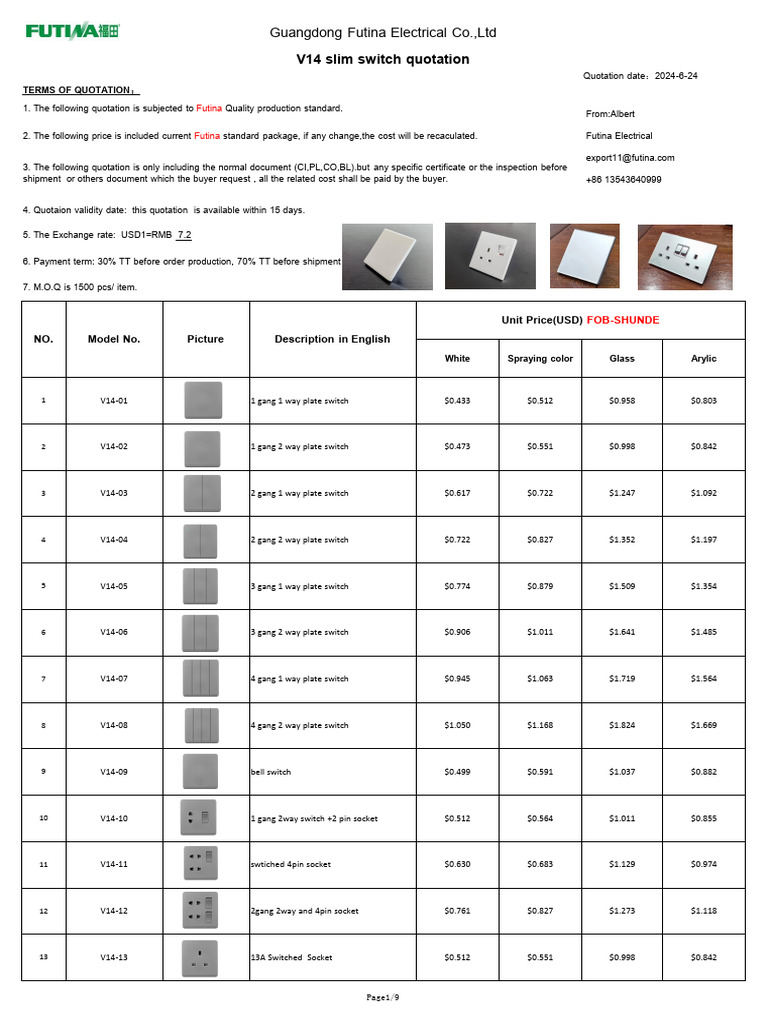 V14 Slim Switch Quotation Details | PDF
