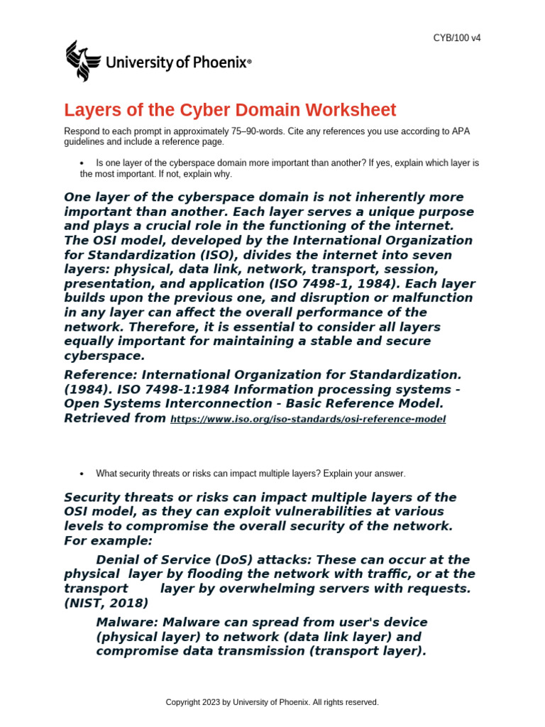 Cyb100 v4 wk2 SA Worksheet | PDF | Security | Computer Security