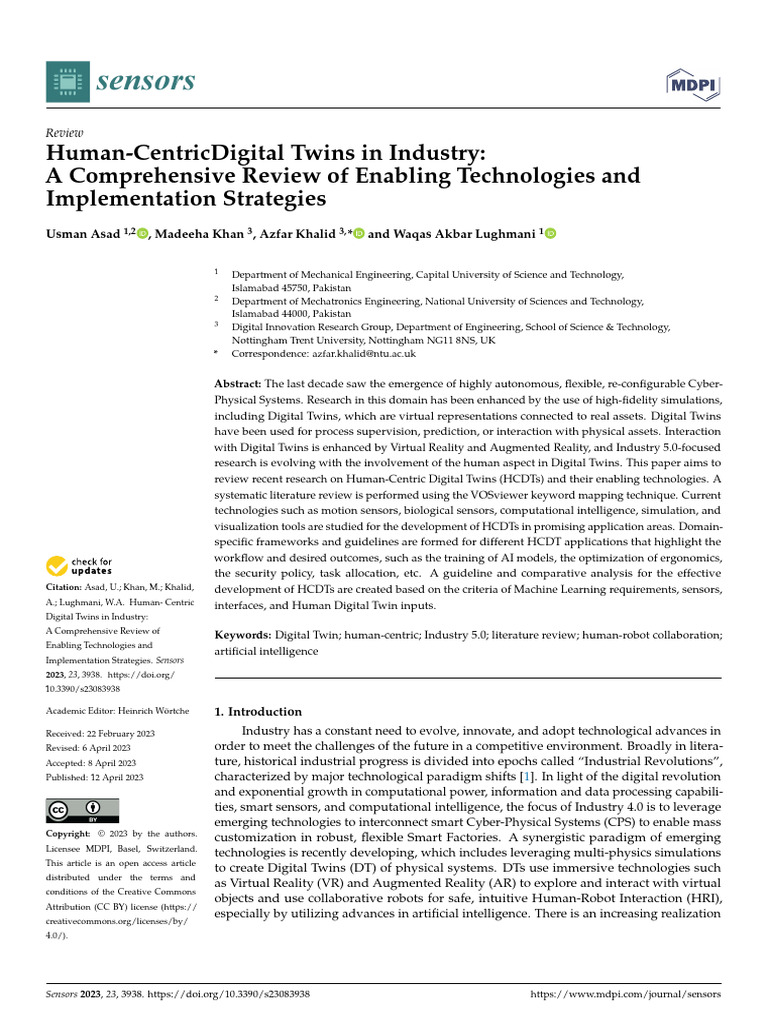 Human-Centric Digital Twins in | PDF | Augmented Reality | Virtual Reality