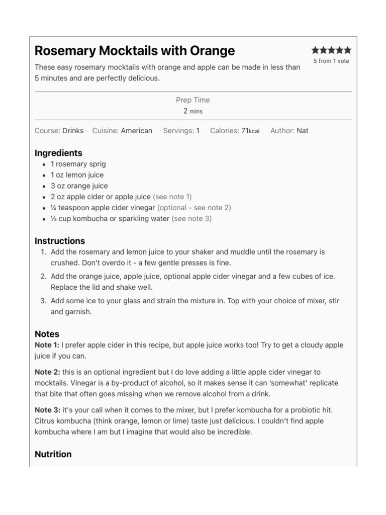 Rosemary Mocktails With Orange The Mindful Mocktail | PDF