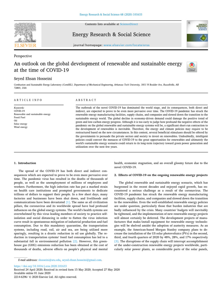 An Outlook On The Global Development of Renewable and Sustainable ...