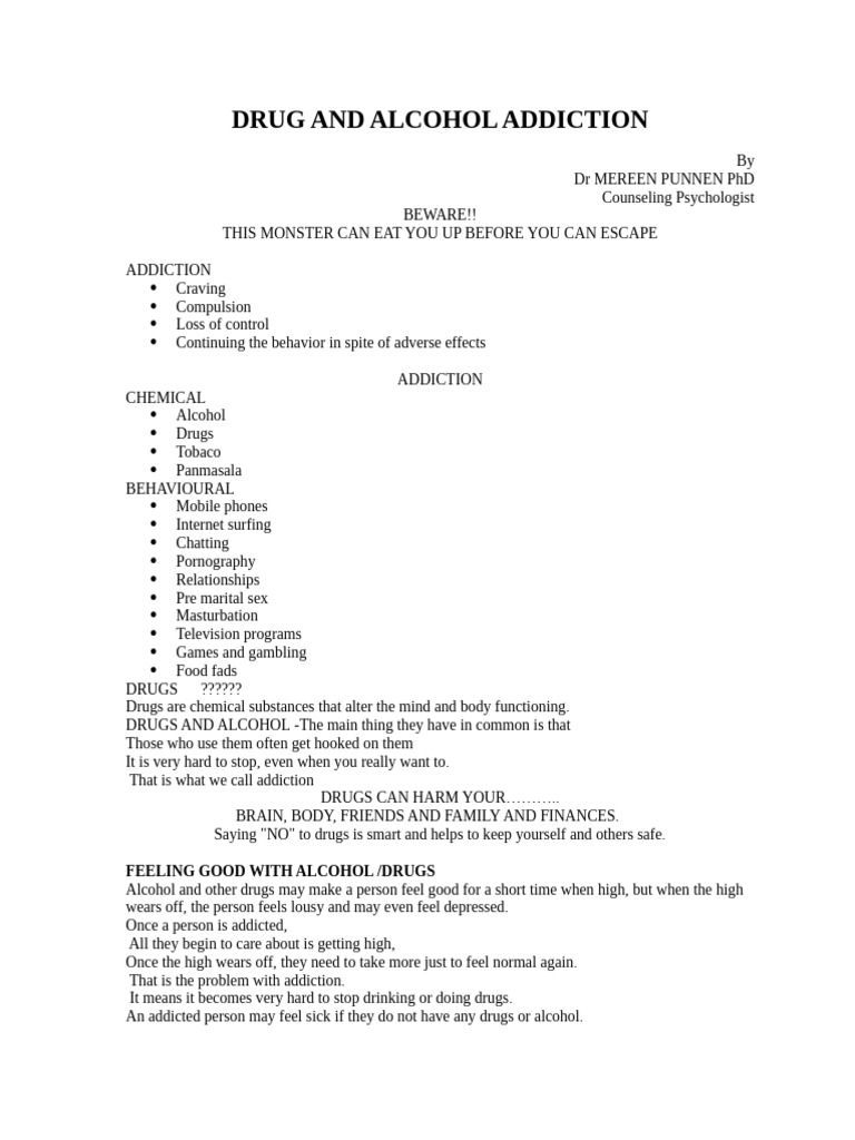 Understanding Drug and Alcohol Addiction | PDF | Alcoholism | Substance ...