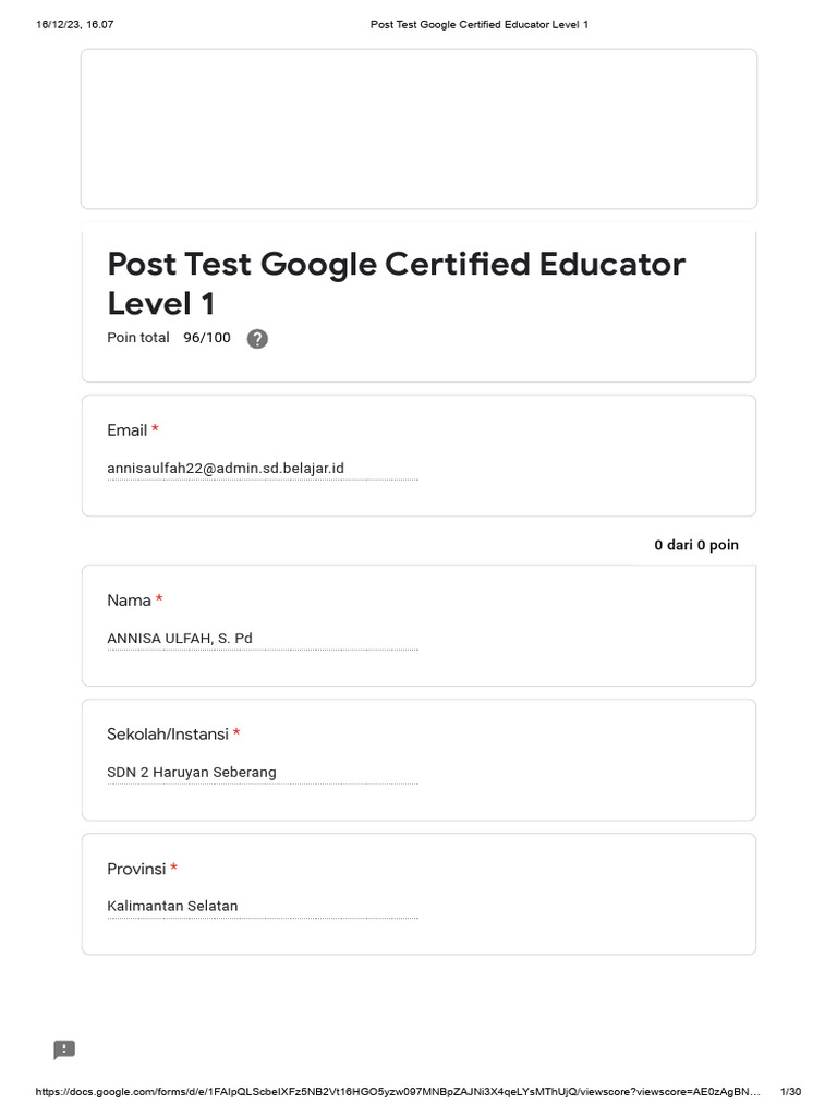 Post Test Google Certified Educator Level 1 | PDF