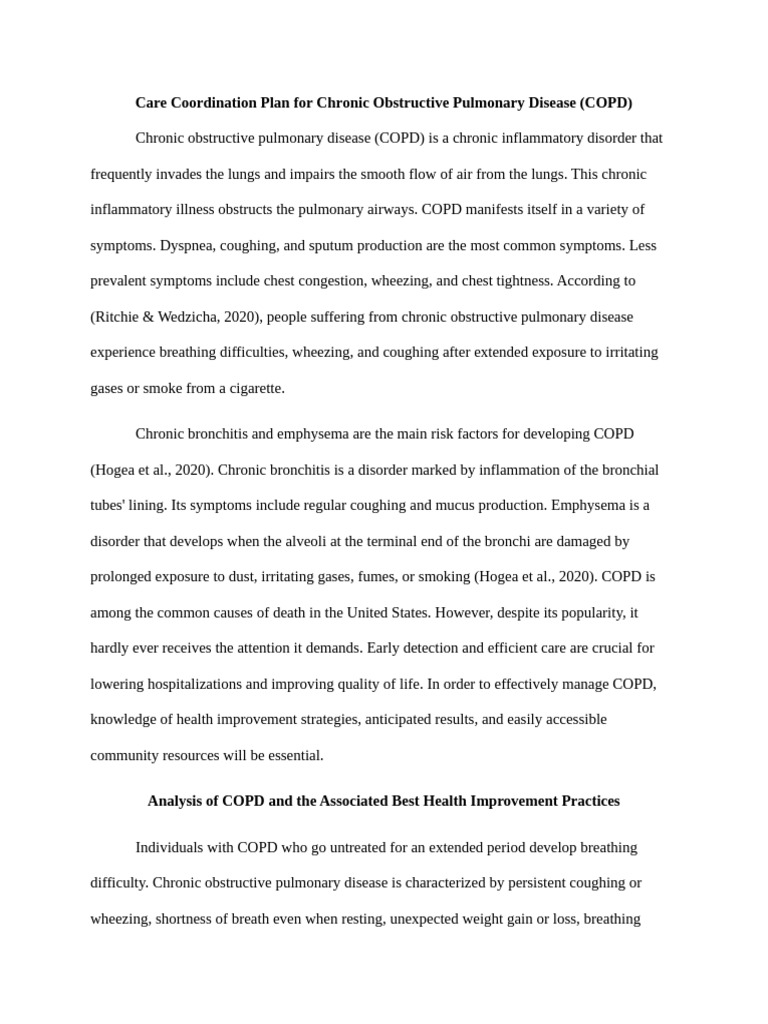 COPD Care Coordination Plan Guide | PDF | Chronic Obstructive Pulmonary ...