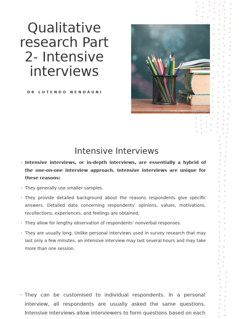 Qualitative Research Part 2 - Intensive Interviews | PDF | Interview ...