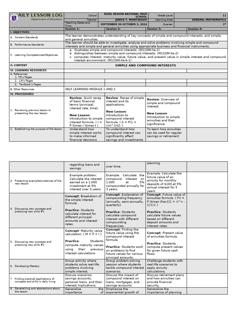 Gen math q1 week 1 pdf interest present value