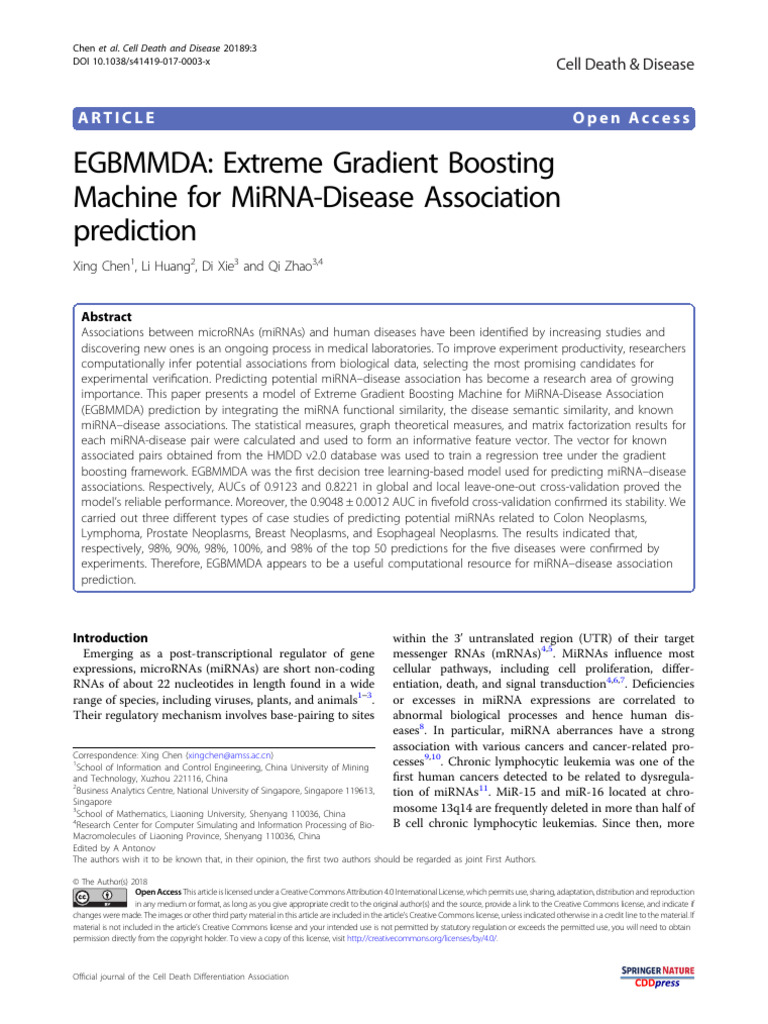 EGBMMDA Extreme Gradient Boosting Machine for MiRN | PDF | Micro Rna ...