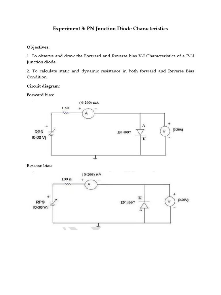 Pn Junction Diode V I Characteristics Pdf