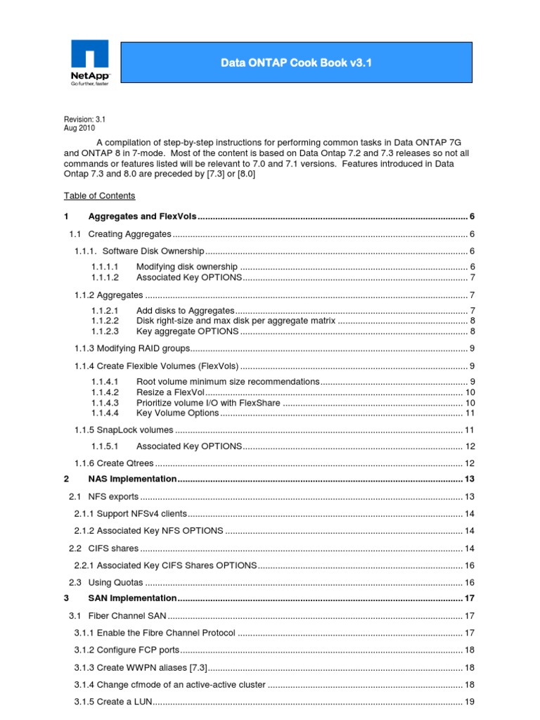 Data ONTAP 7G Cook Book v3 1 | PDF | Data Management | Utility Software