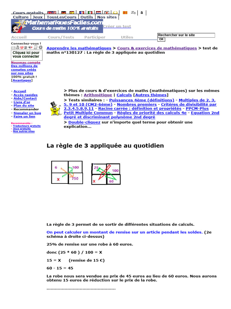 Règle de 3 : Applications pratiques | PDF | Mathématiques