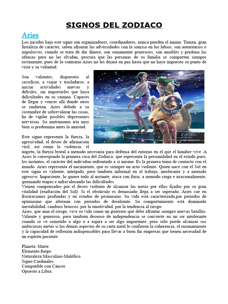 Signos Del Zodiaco | PDF | Astrología | Signo Astrológico